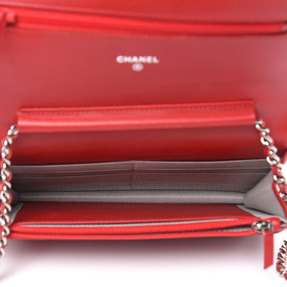 Chanel Patent Quilted Brilliant Wallet On Chain WOC Red 5 of 14