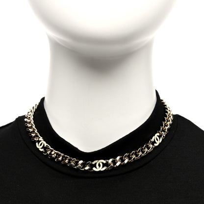 Chanel Metal Enamel Chain CC Choker Gold White 2 of 5
