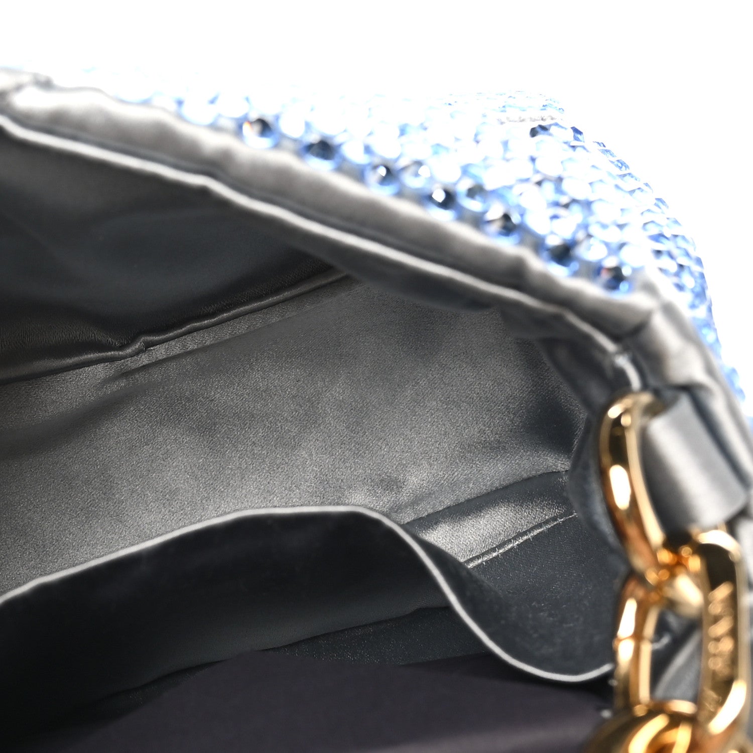 Prada Satin Crystal Mini Bag With Chain Celeste 5 of 9