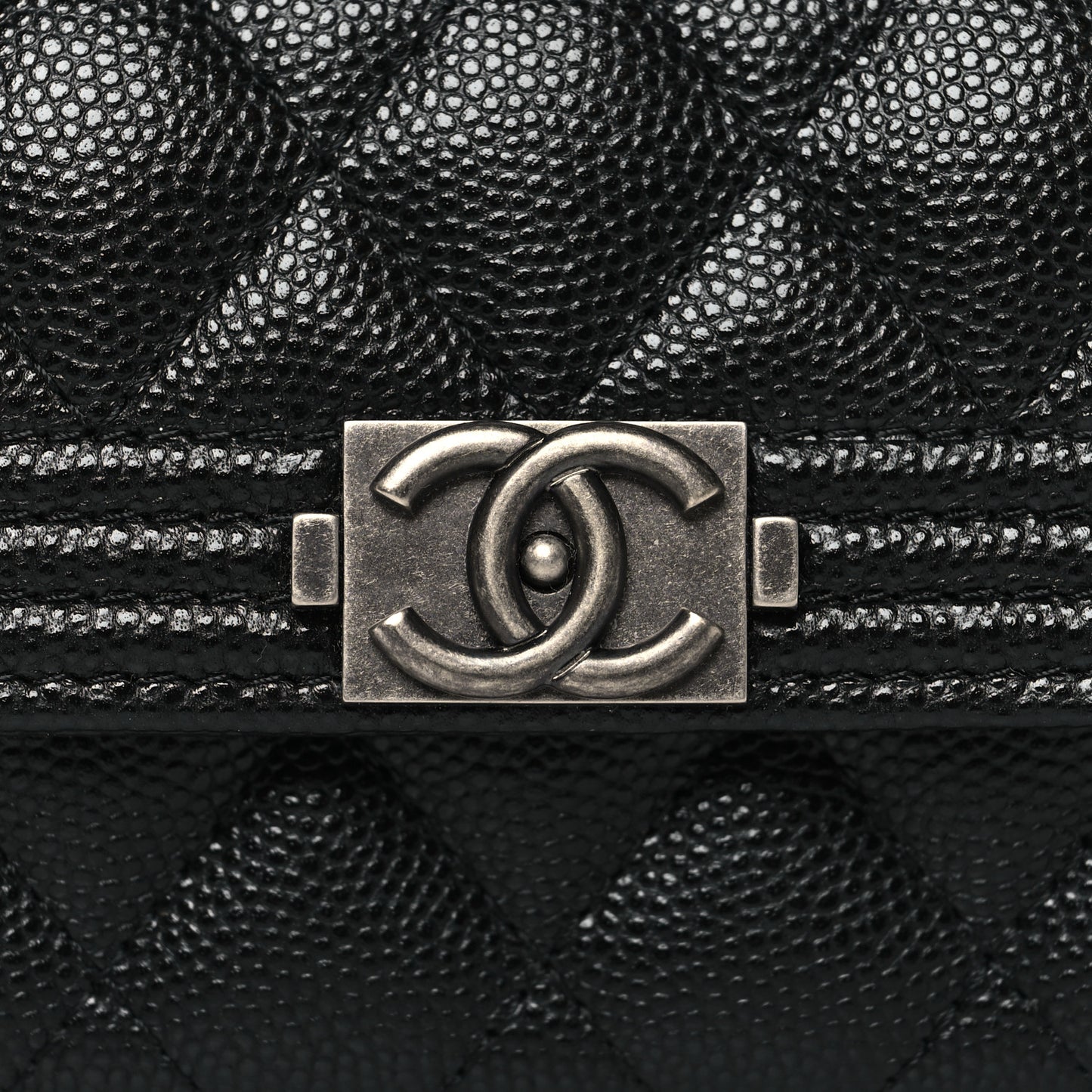 Caviar Quilted Boy Flap Card Holder Black