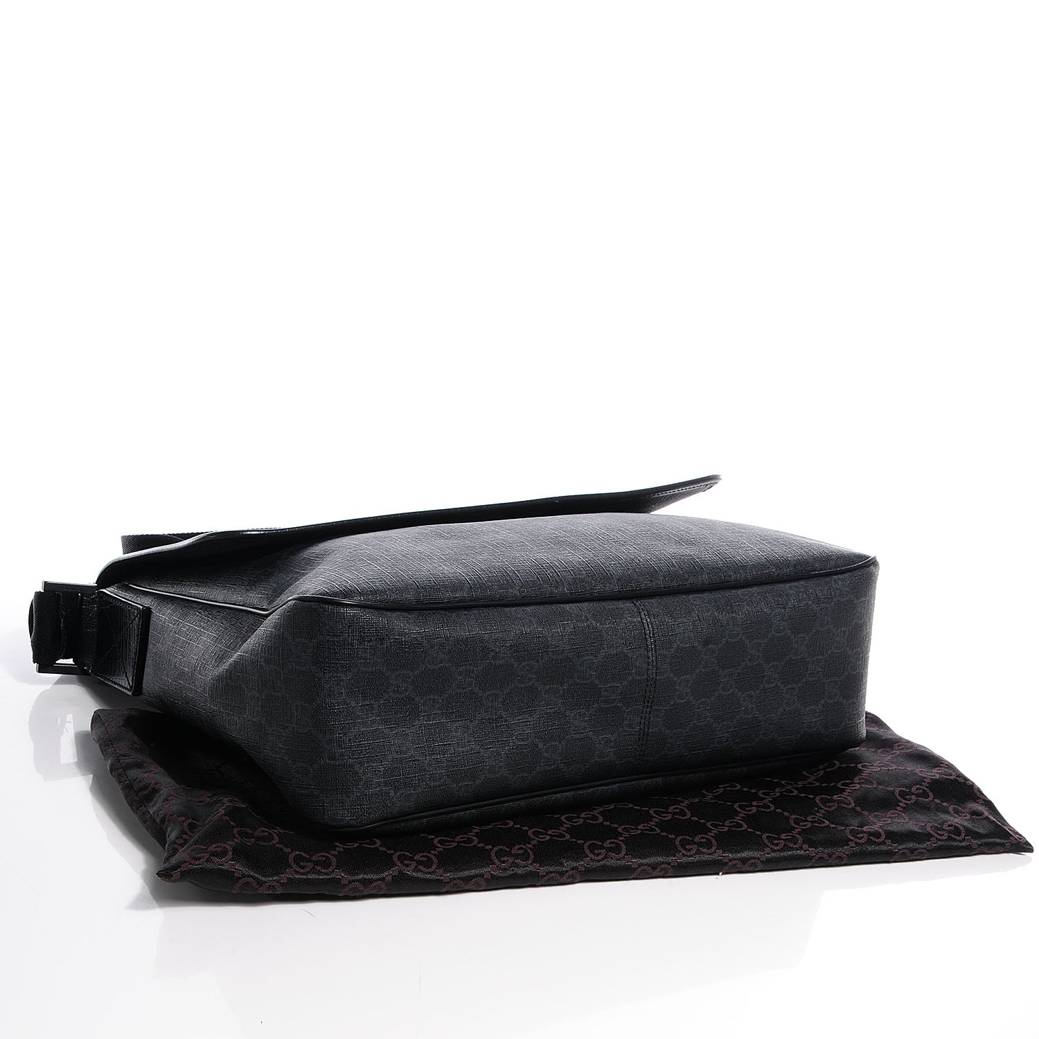 Gucci GG Plus Monogram Medium Flap Messenger Bag Black 4 of 7