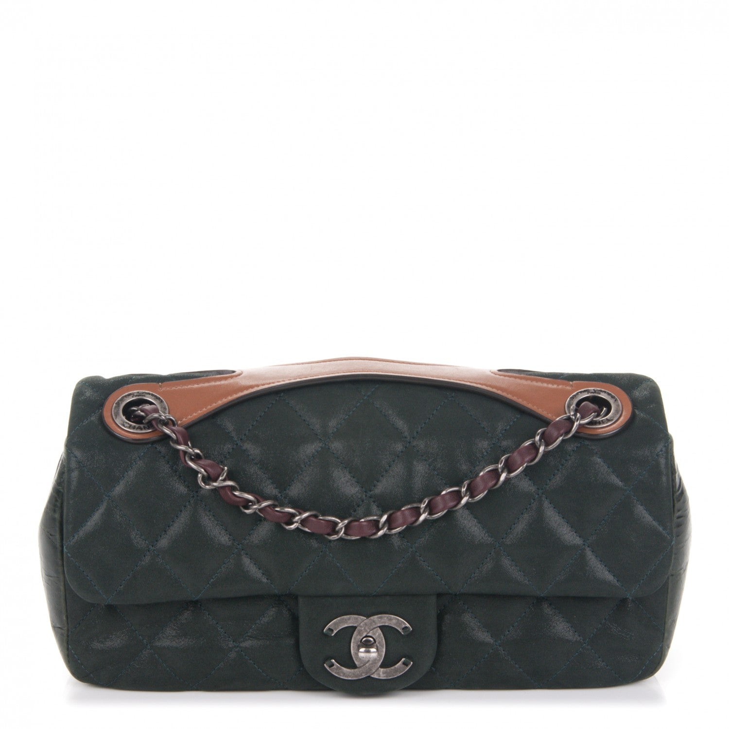 Chanel Iridescent Calfskin In The Mix Medium Flap Dark Green 1 of 7