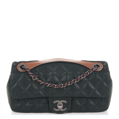 Chanel Iridescent Calfskin In The Mix Medium Flap Dark Green 1 of 7