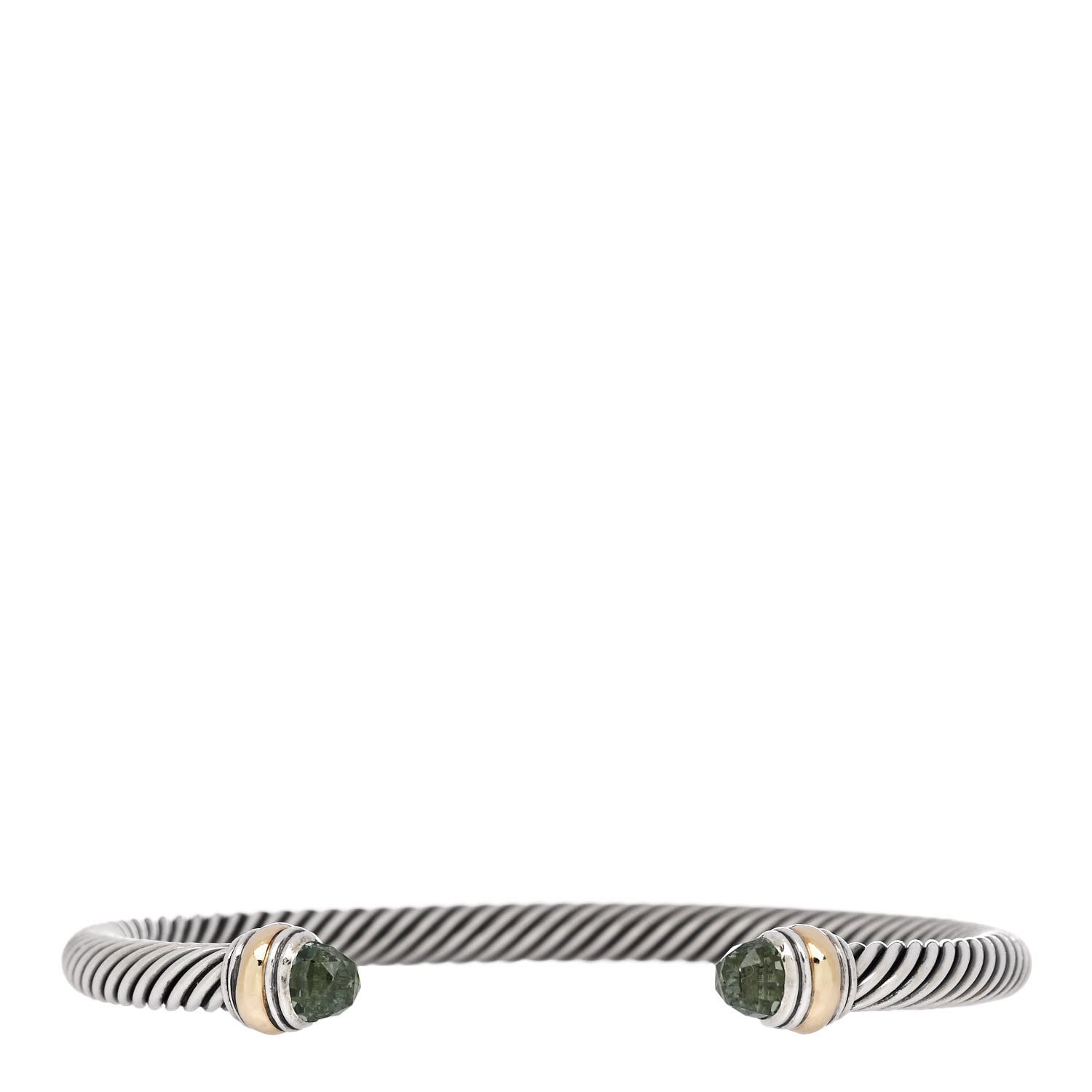 David Yurman Sterling Silver 14K Yellow Gold Prasiolite 5mm Cable Classics Bracelet 1 of 4