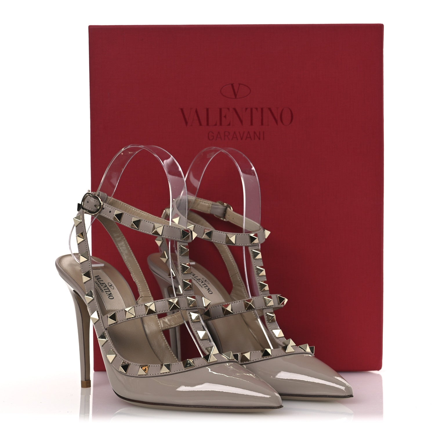 Valentino Garavani Patent Nappa Rockstud Ankle Strap 100mm Pumps 37 Poudre 13 of 13