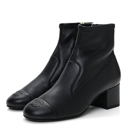 Chanel Stretch Lambskin Cap Toe CC Short Boots 36.5 Black 4 of 10