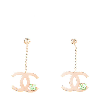 Chanel Crystal CC Drop Earrings Light Gold 1 of 5