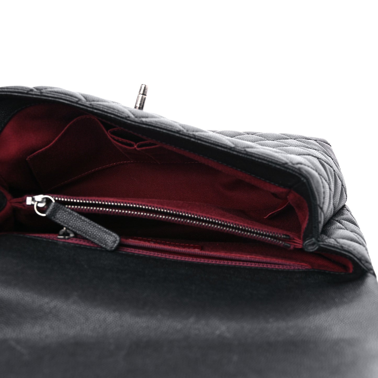 Caviar Quilted Small Coco Handle Flap Black