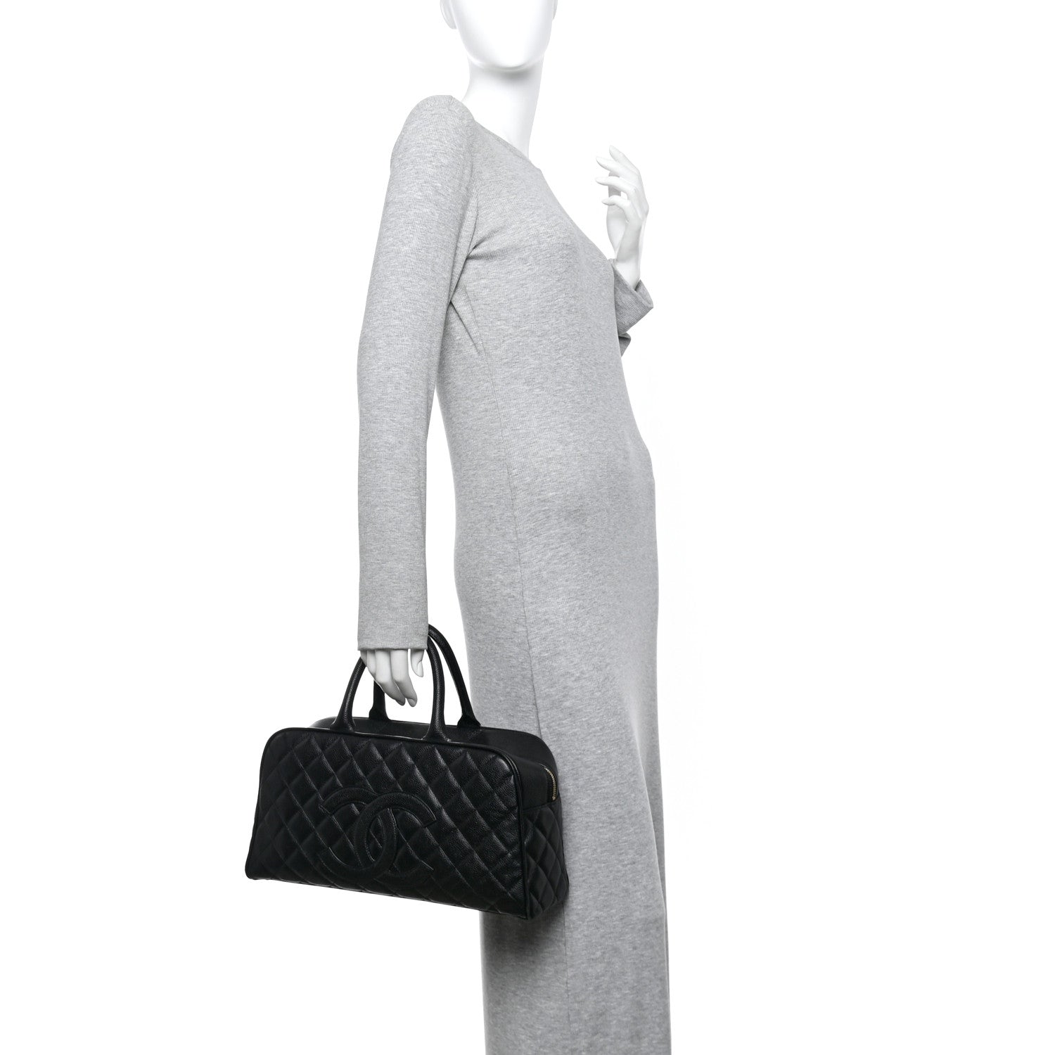 Chanel Caviar Quilted Large Bowler Black 2 of 12