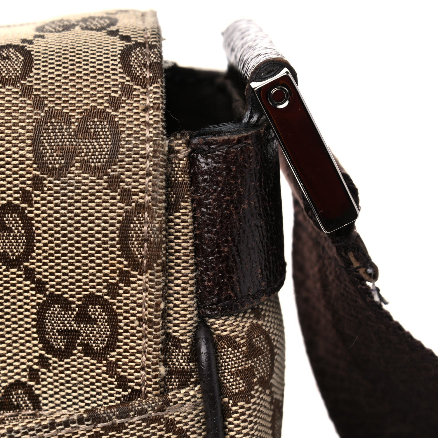 Gucci Monogram Small Flap Messenger Bag Beige Dark Brown 13 of 21