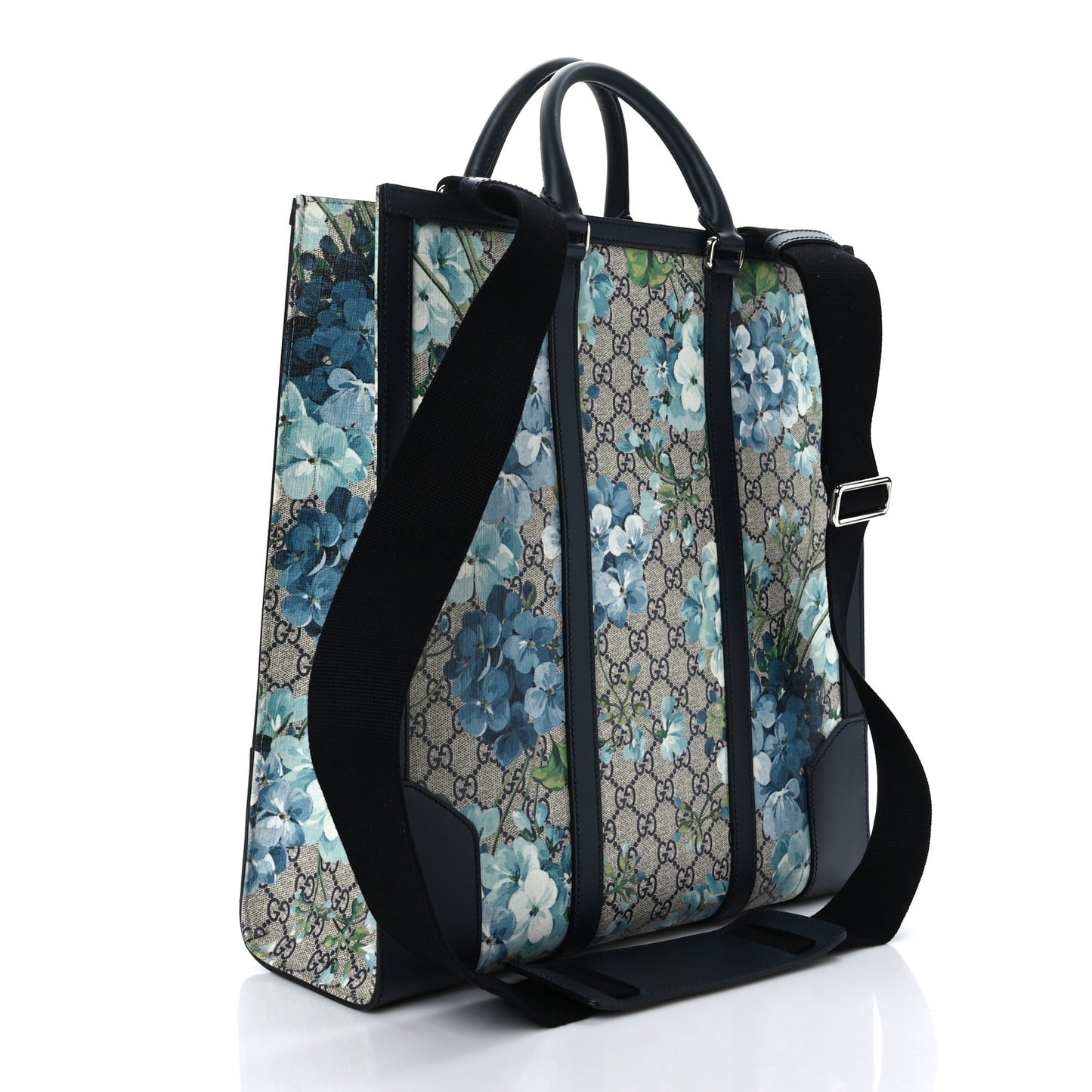 GG Supreme Monogram Blooms Vertical Tote Blue