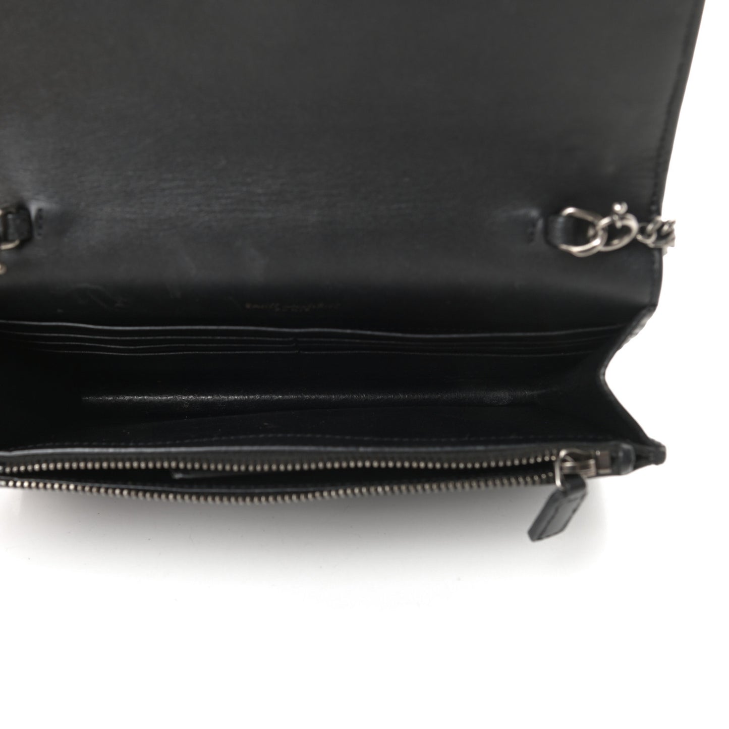 Smooth Calfskin Classic Monogram Pins Kate Tassel Chain Wallet Black