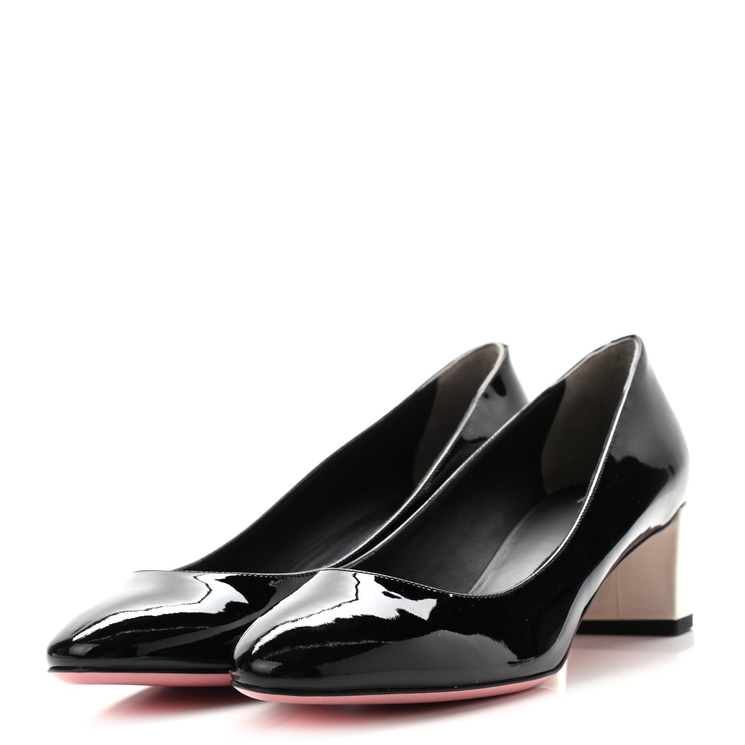 Fendi Patent Block Heel Pumps 41 Black 3 of 9