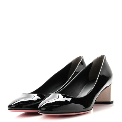 Fendi Patent Block Heel Pumps 41 Black 3 of 9