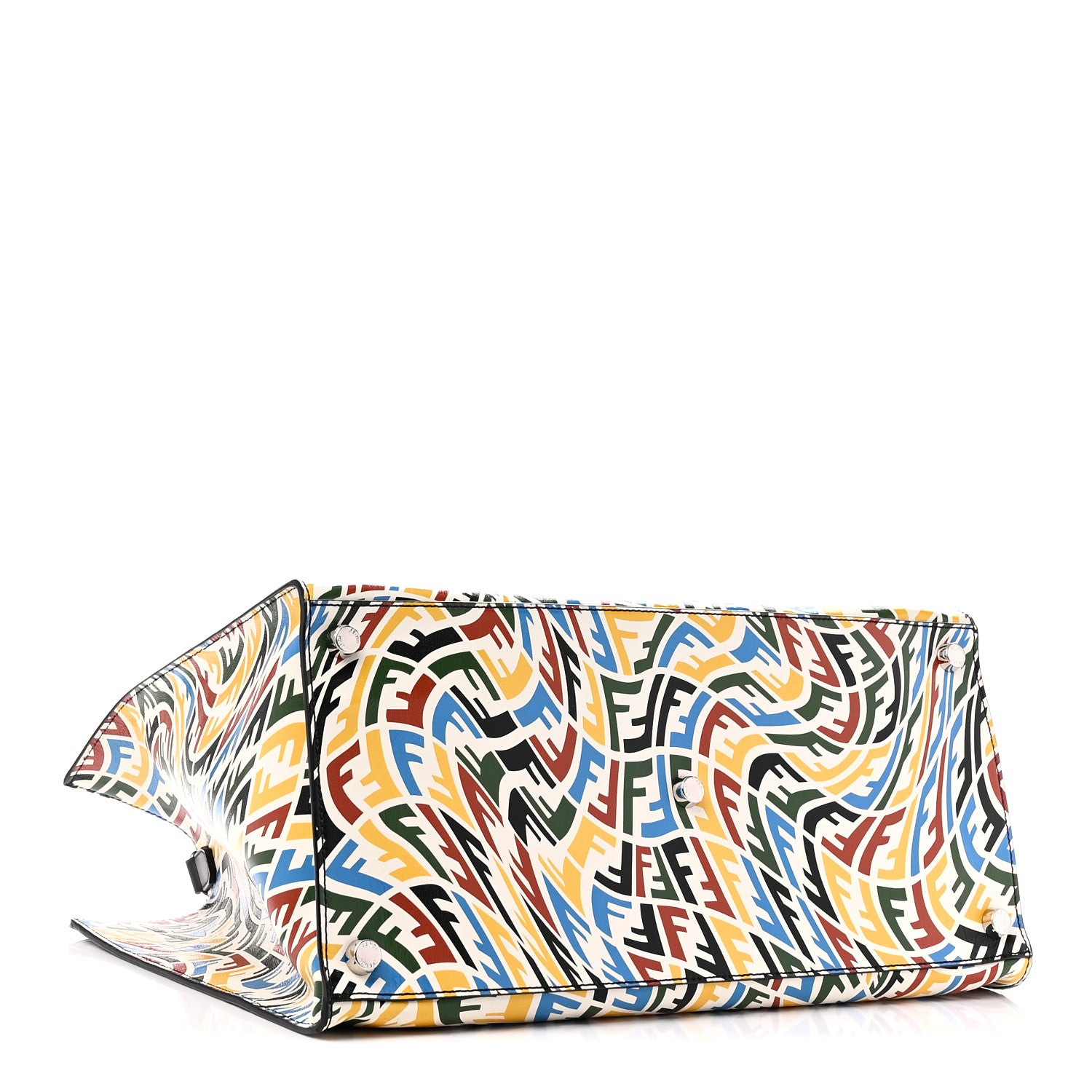 Fendi X SARAH COLEMAN Vitello Grace Light FF Vertigo Shopping Tote White Ice Multicolor 4 of 10