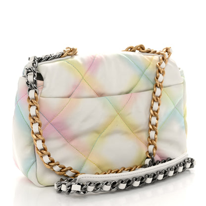 Chanel Printed Goatskin Quilted Medium Chanel 19 Flap White Multicolor 3 of 10