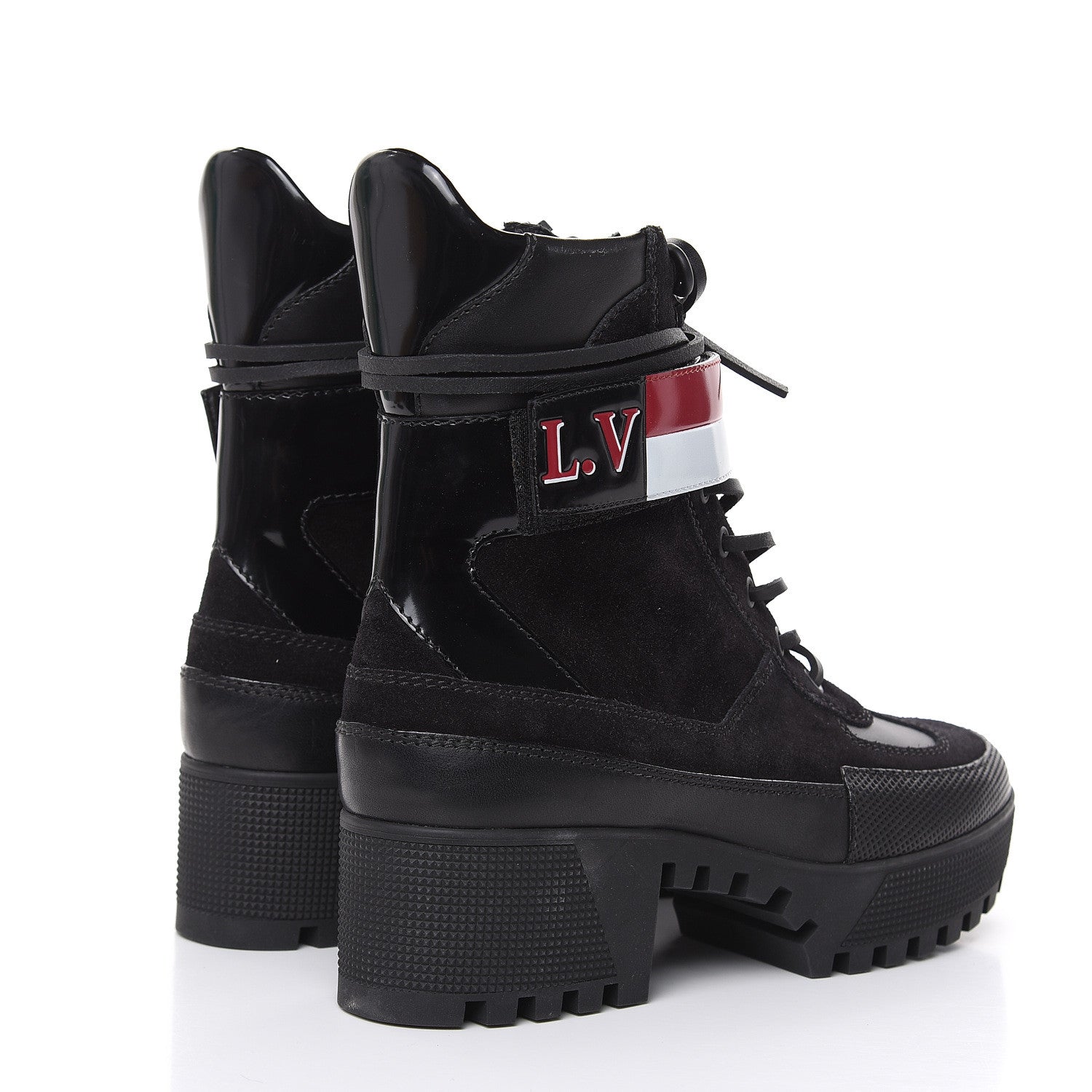 Louis Vuitton Suede Calfskin Laureate Platform Desert Boots 37.5 Black 4 of 8