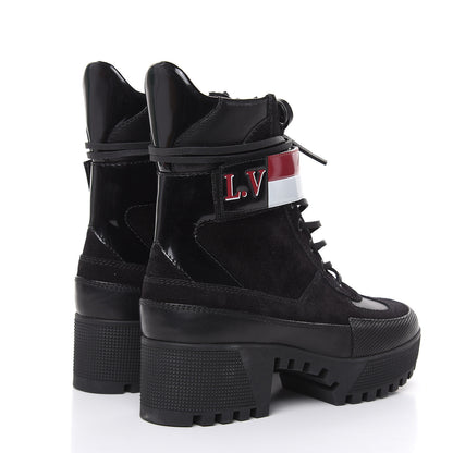 Louis Vuitton Suede Calfskin Laureate Platform Desert Boots 37.5 Black 4 of 8