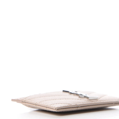 Saint Laurent Grain De Poudre Matelasse Chevron Monogram Credit Card Case Marble Pink 6 of 10