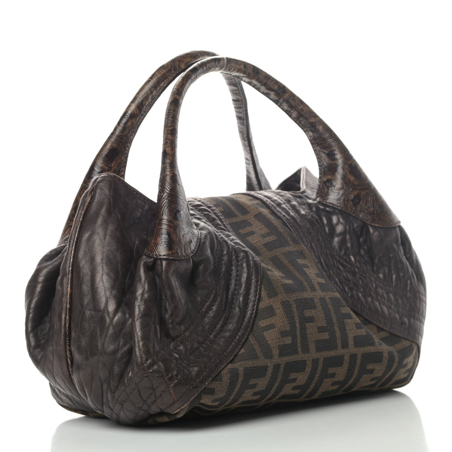Fendi Zucca Nappa Nuvolata Vitello Tortuga Small Spy Tobacco Moro 2 of 5