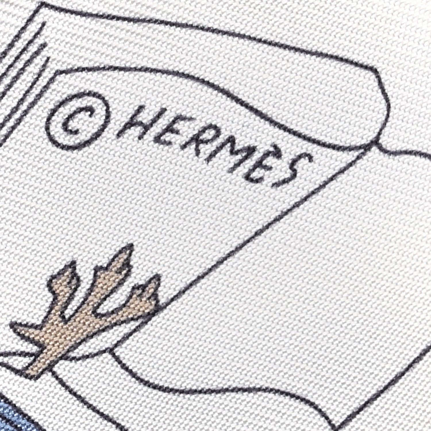 Hermes Silk A Vos Crayons Twilly White Gris Bleu Jean 4 of 4