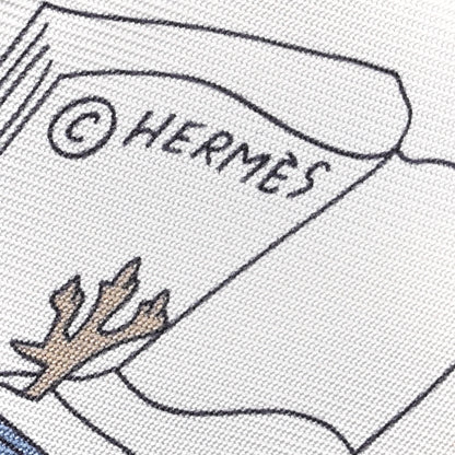 Hermes Silk A Vos Crayons Twilly White Gris Bleu Jean 4 of 4