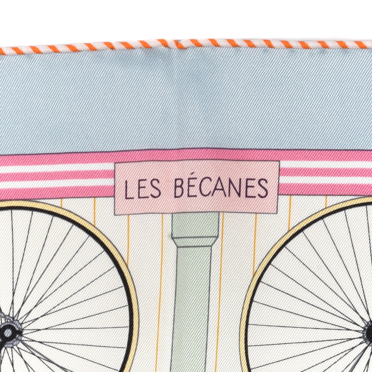 Silk Vintage Les Becanes Scarf 70 Bleu Glacier Ivoire