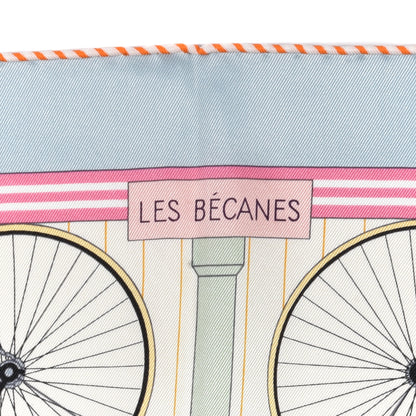 Hermes Silk Vintage Les Becanes Scarf 70 Bleu Glacier Ivoire 2 of 5