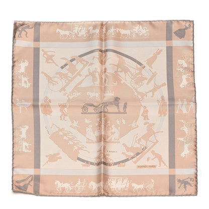 Hermes Silk Jeux D Ombres Pocket Square Scarf Taupe Beige Sable 1 of 5