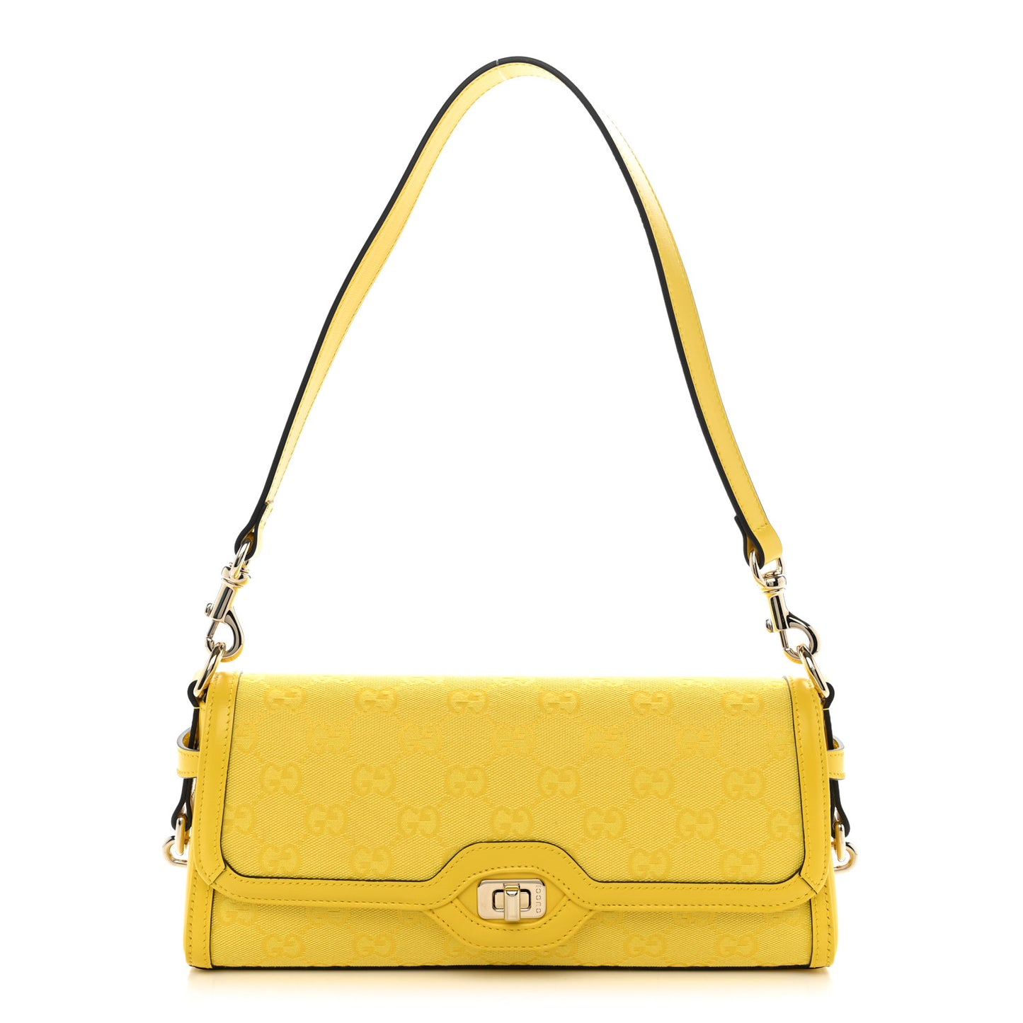 GG Monogram Textured Dollar Calfskin Small Luce Shoulder Bag Yellow