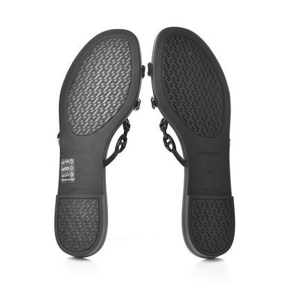 Hermes Rubber Chaine d'Ancre Rivage Sandals 39 Black 7 of 7