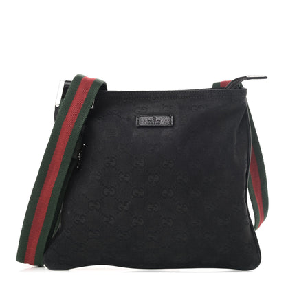 Gucci Monogram Web Small Flat Messenger Bag Black 1 of 4