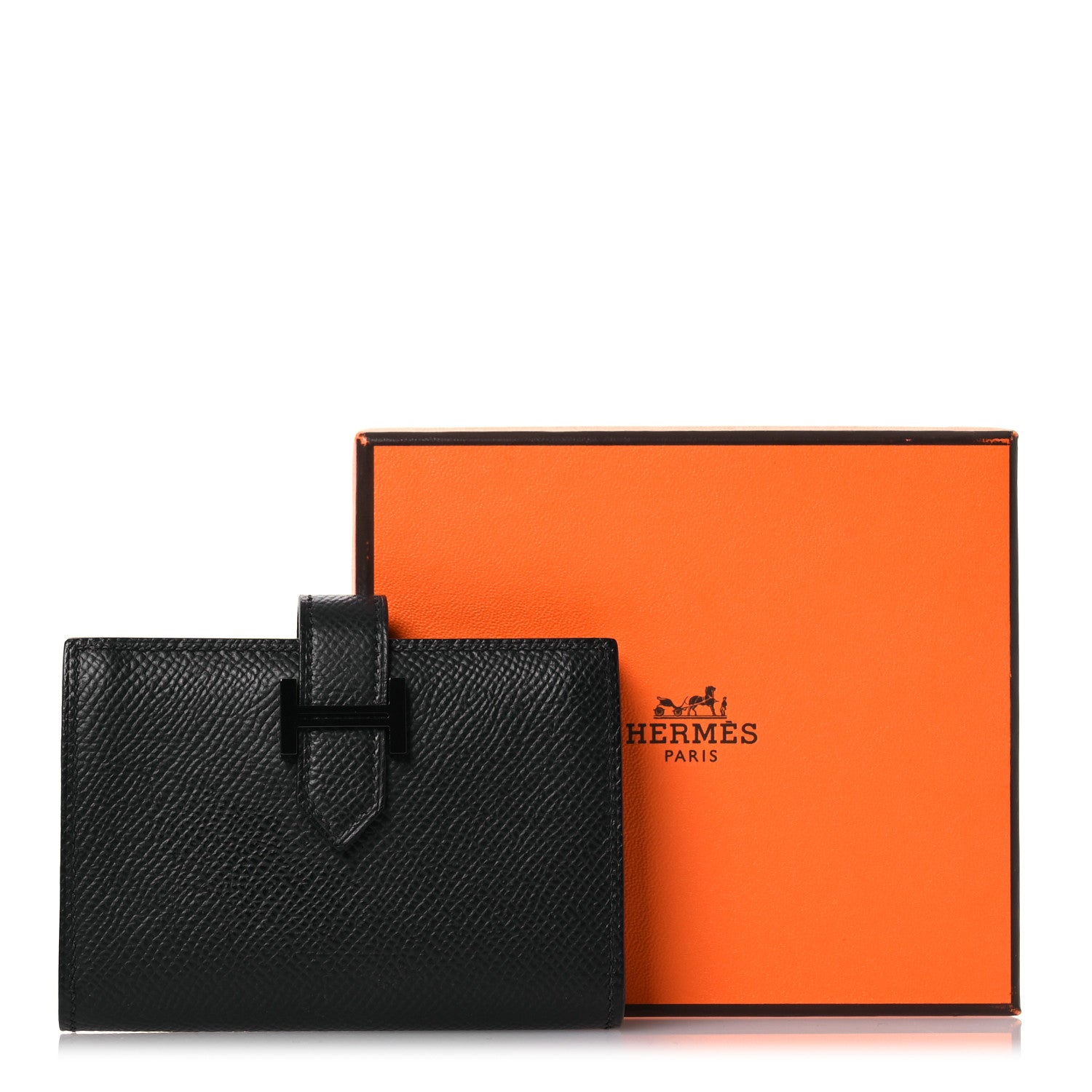 Hermes Epsom Monochrome Bearn Card Holder Wallet Black 10 of 10