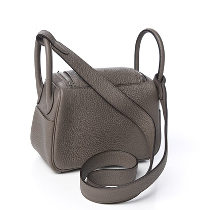 Hermes Taurillon Clemence Mini Lindy 20 Etain 2 of 9