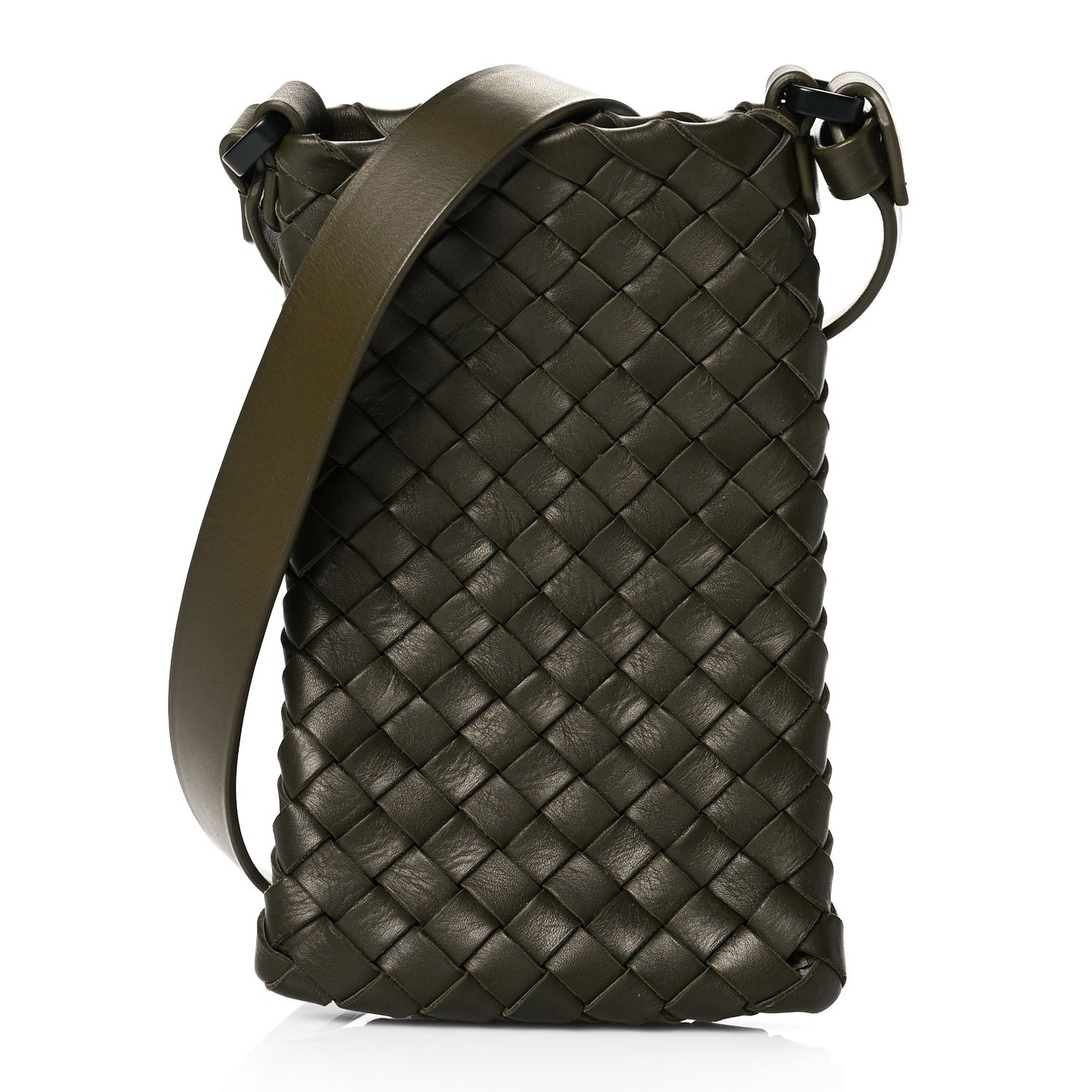 Nappa Intrecciato Crossbody Phone Holder Green