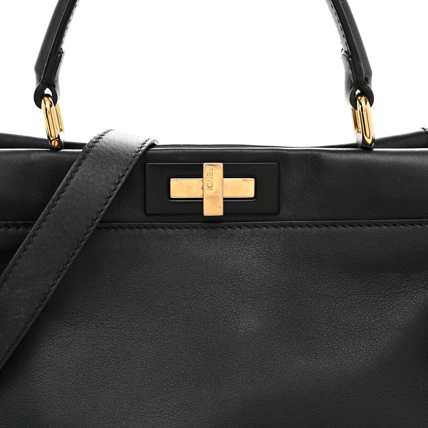 Vitello Seta Shiny Nappa Medium Peekaboo Iconic Satchel Black