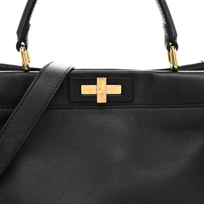 Fendi Vitello Seta Shiny Nappa Medium Peekaboo Iconic Satchel Black 8 of 11