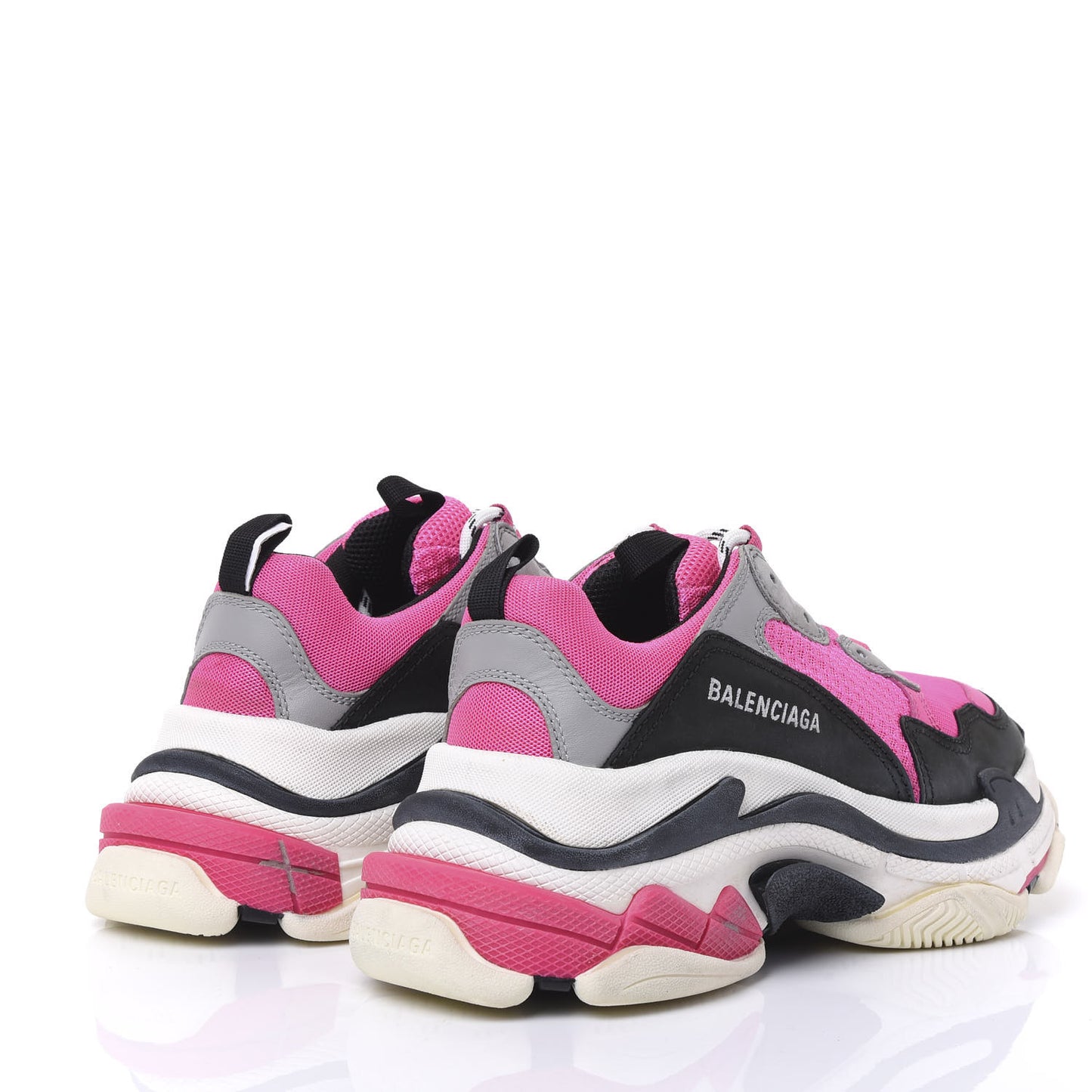 Fabric Mesh Womens Triple S Sneakers 40 Fluo Pink Grey White