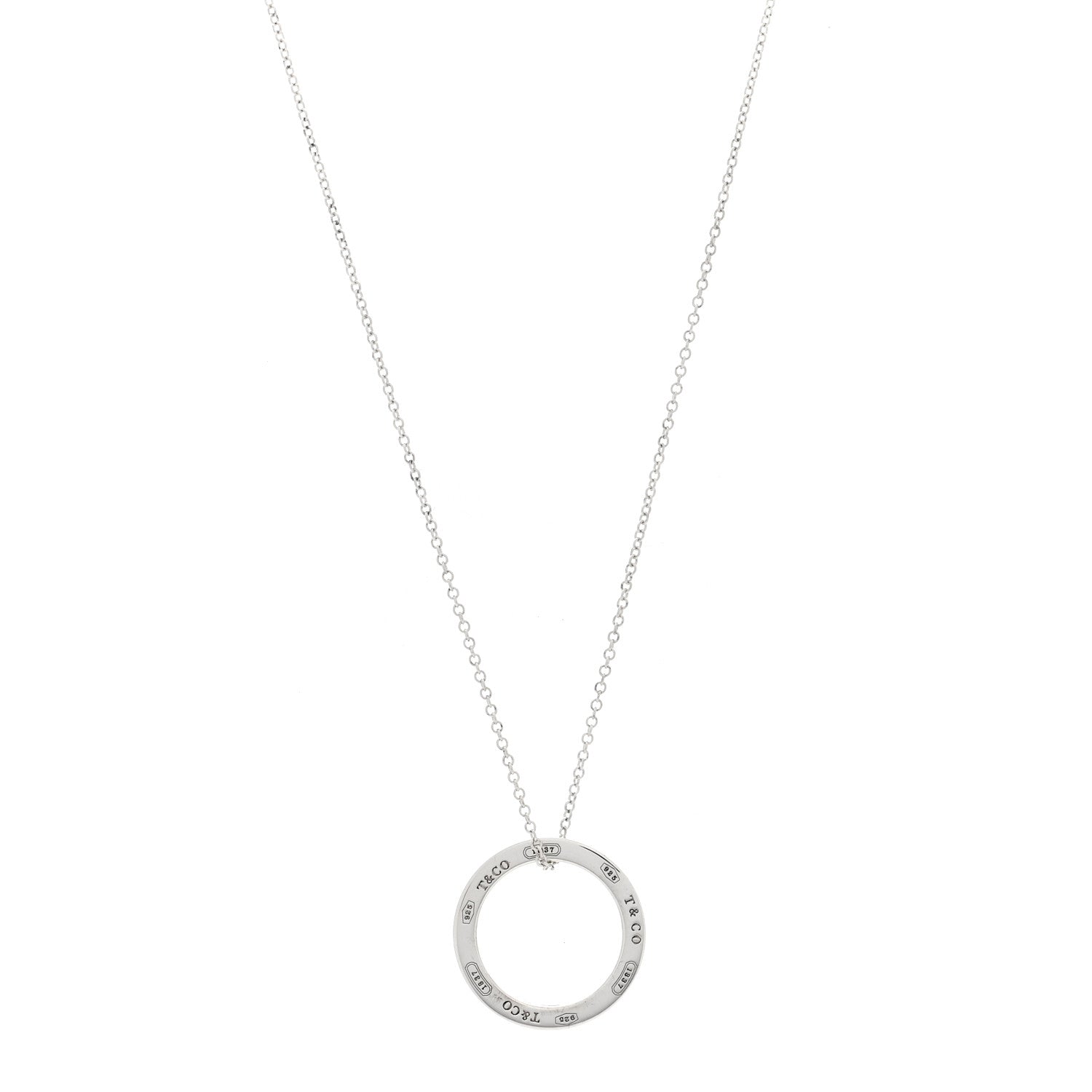 Tiffany Sterling Silver 1837 Circle Pendant Necklace 1 of 4