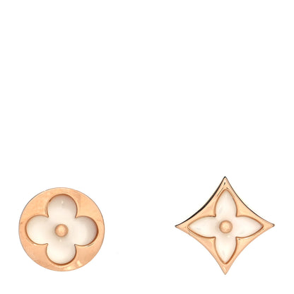Louis Vuitton 18K Pink Gold Mother of Pearl Color Blossom Star & Sun Stud Earrings 1 of 7