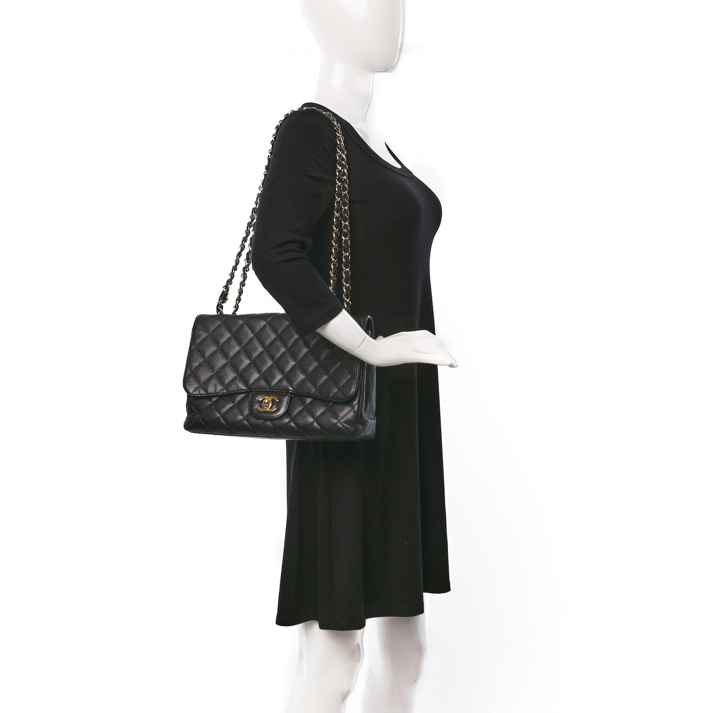 Caviar Quilted Jumbo Single Flap Black