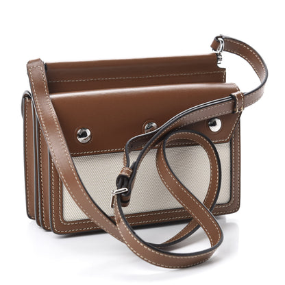Burberry Smooth Calfskin Canvas Horseferry Print Mini Title Bag with Pocket Natural Malt Brown 3 of 10