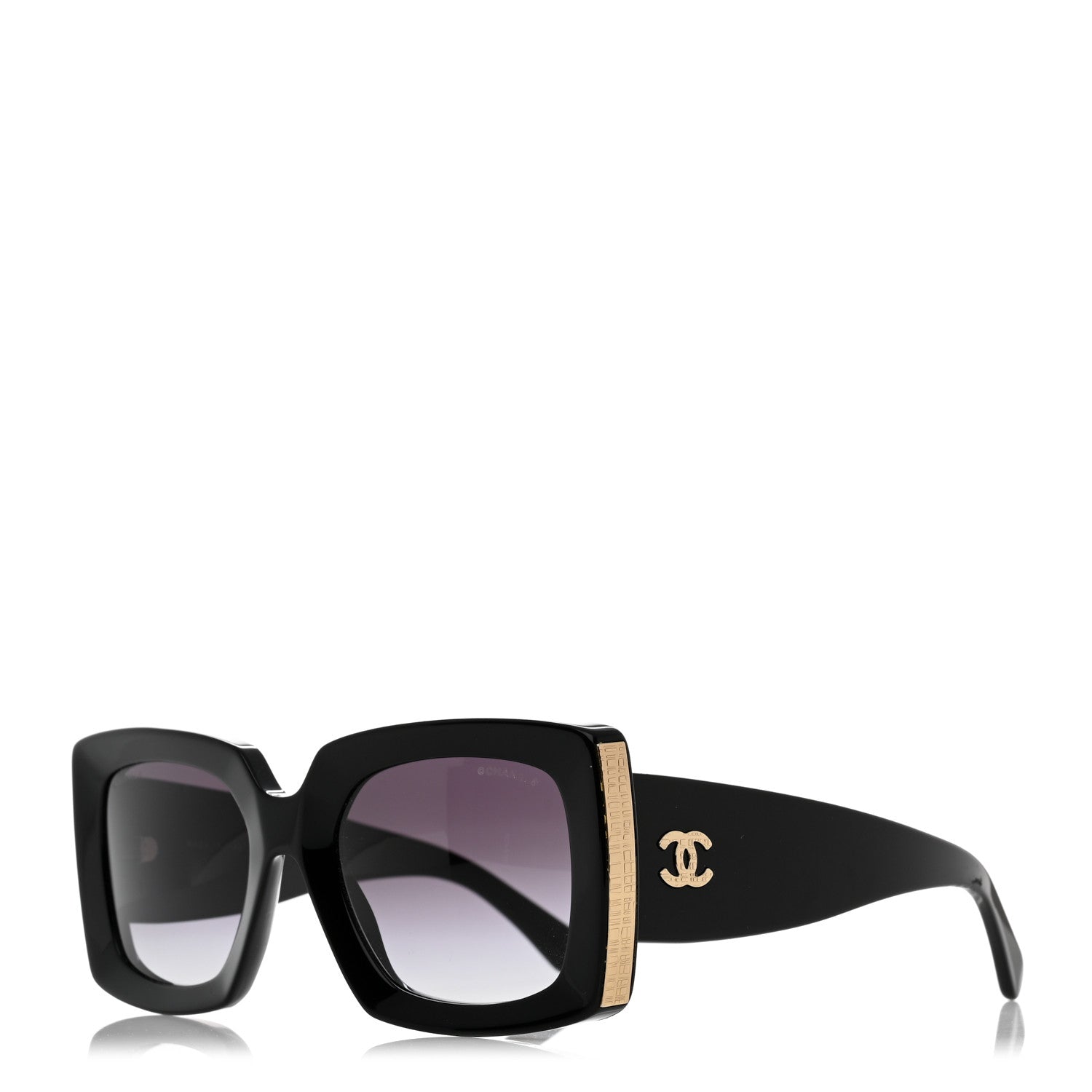 Chanel Acetate Rectangle Sunglasses 5435 Black 1 of 8