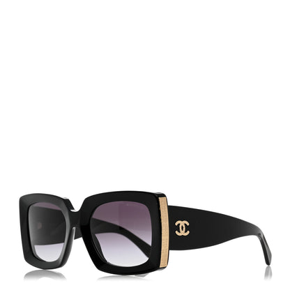 Chanel Acetate Rectangle Sunglasses 5435 Black 1 of 8