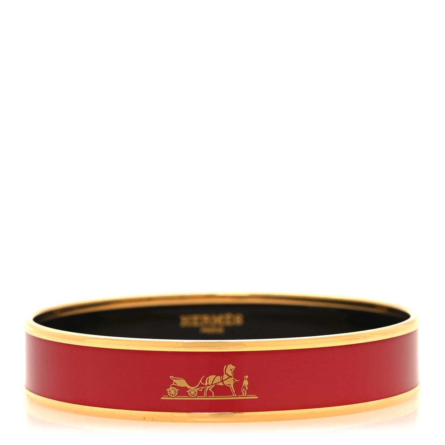 Enamel Printed Narrow Caleche Bracelet 70 Rouge H