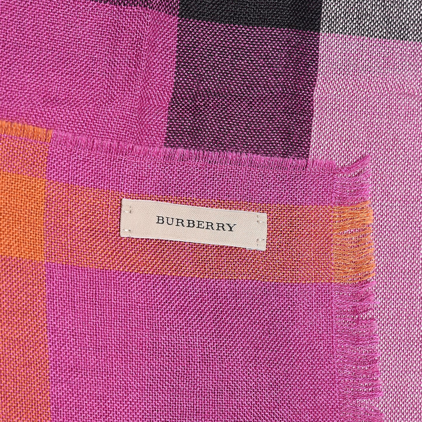 Silk Cashmere Giant Check Scarf Bright Rose