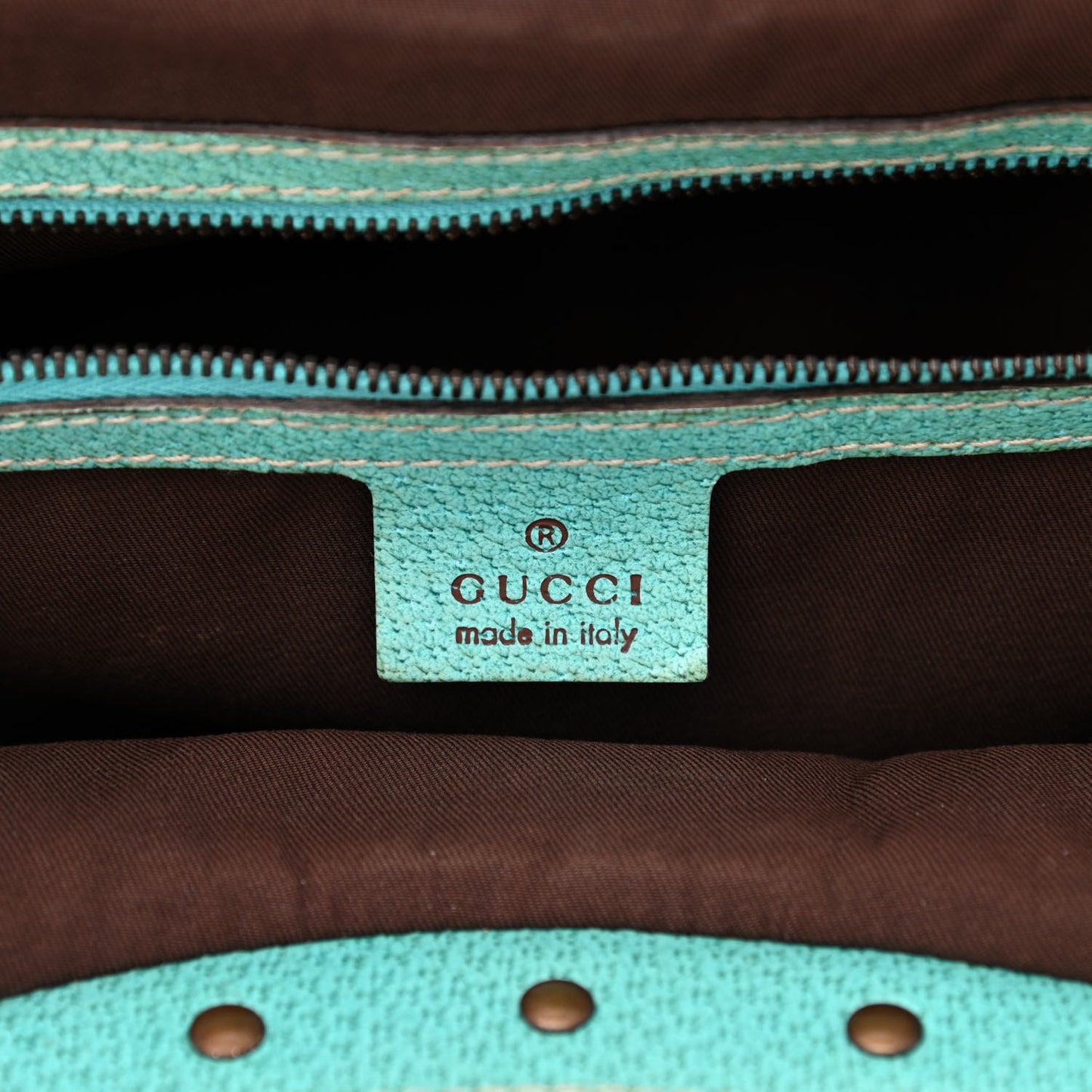 Monogram Bamboo Top Handle Bag Turquoise