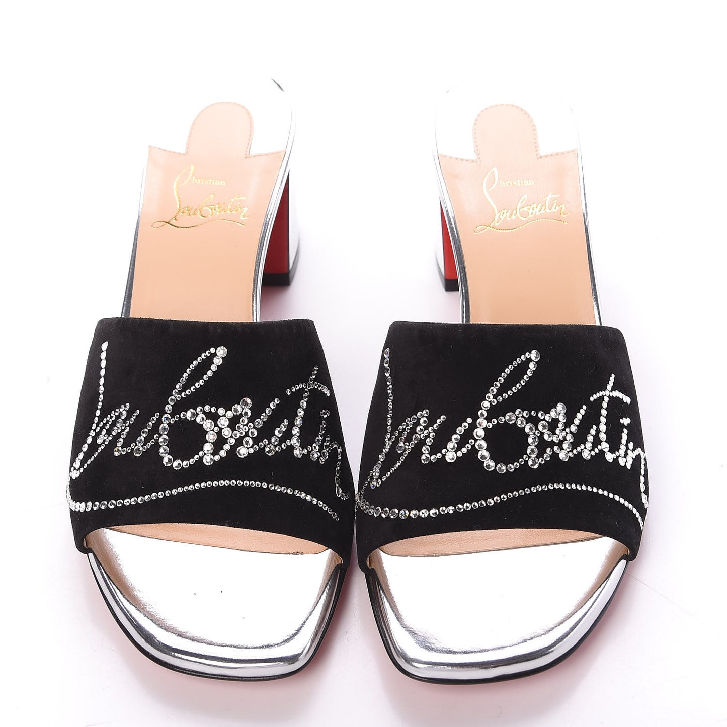 Veau Velours Specchio Dear Home 55 Slide Sandals 36.5 Black Crystal