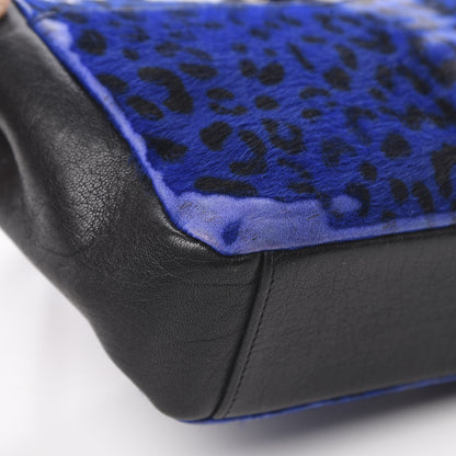 Saint Laurent Pony Hair Calfskin Monogram Leopard Print Medium Punk Chain Bag Blue 12 of 18