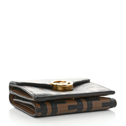 Fendi Vitello Soft F is Fendi Bi-Color FF 1974 Embossed Micro Tri-Fold Envelope Wallet Maya Black 4 of 9